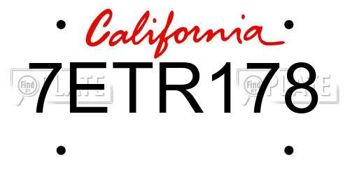 7ETR178 California License Plate