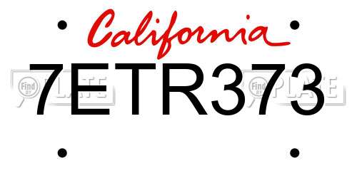 7ETR373 California License Plate