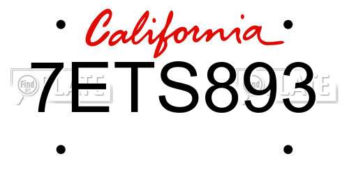 7ETS893 California License Plate