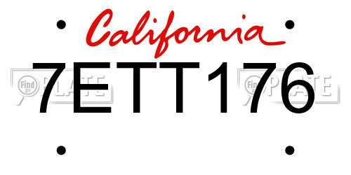 7ETT176 California License Plate