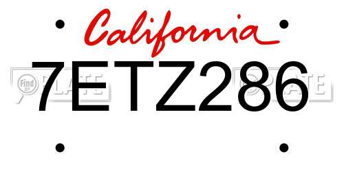 7ETZ286 California License Plate