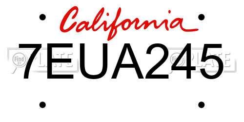 7EUA245 California License Plate