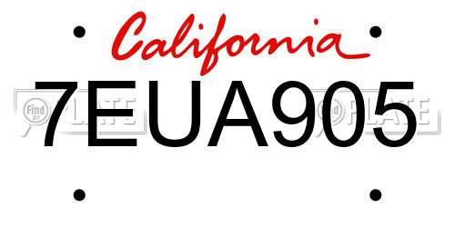 7EUA905 California License Plate
