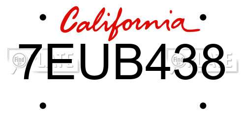 7EUB438 California License Plate