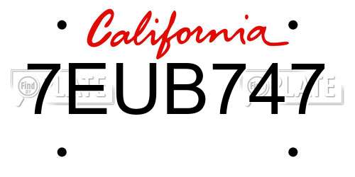 7EUB747 California License Plate