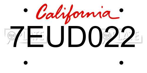 7EUD022 California License Plate