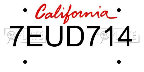 7EUD714 California License Plate