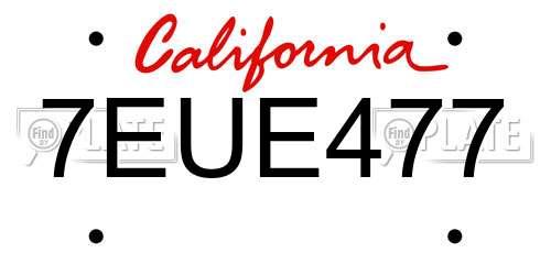 7EUE477 California License Plate