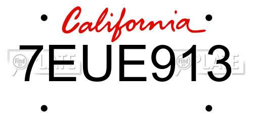 7EUE913 California License Plate