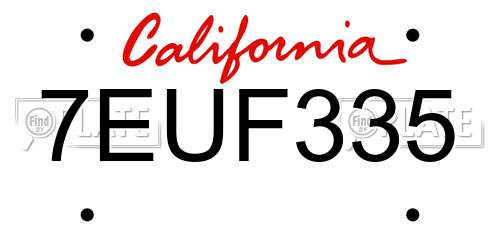 7EUF335 California License Plate