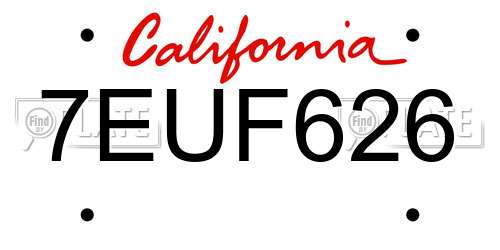 7EUF626 California License Plate