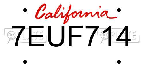 7EUF714 California License Plate