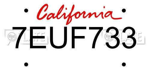 7EUF733 California License Plate