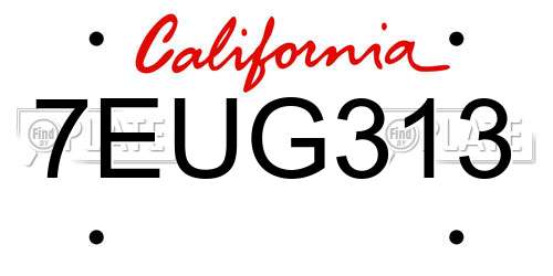 7EUG313 California License Plate