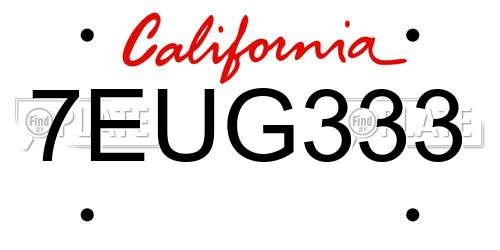 7EUG333 California License Plate