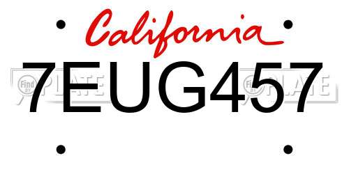 7EUG457 California License Plate
