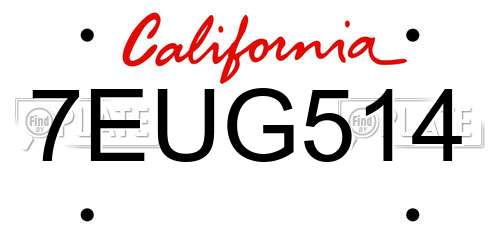 7EUG514 California License Plate