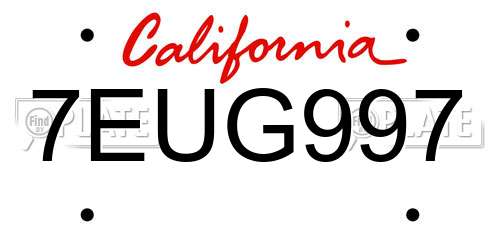 7EUG997 California License Plate