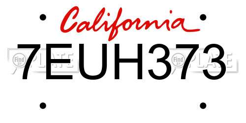 7EUH373 California License Plate