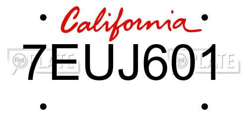 7EUJ601 California License Plate