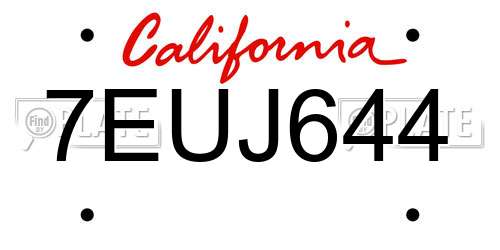 7EUJ644 California License Plate