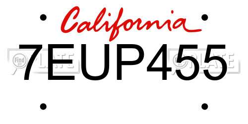 7EUP455 California License Plate