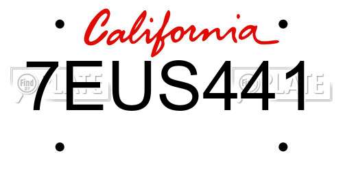 7EUS441 California License Plate