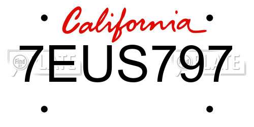 7EUS797 California License Plate