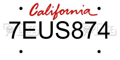 7EUS874 California License Plate