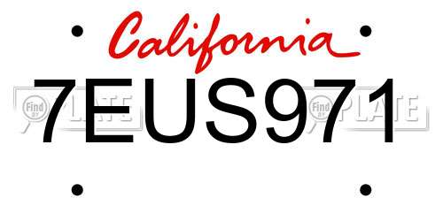 7EUS971 California License Plate