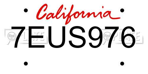 7EUS976 California License Plate