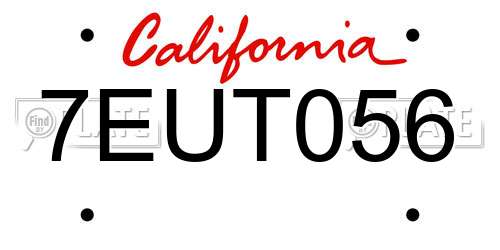 7EUT056 California License Plate