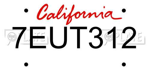 7EUT312 California License Plate