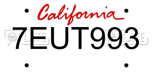 7EUT993 California License Plate