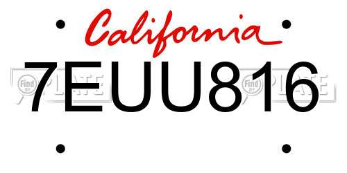 7EUU816 California License Plate