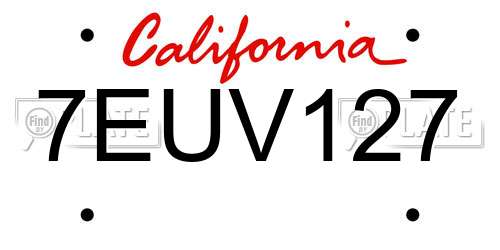 7EUV127 California License Plate