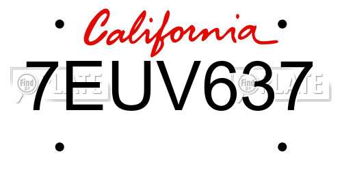 7EUV637 California License Plate