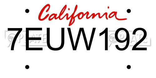 7EUW192 California License Plate