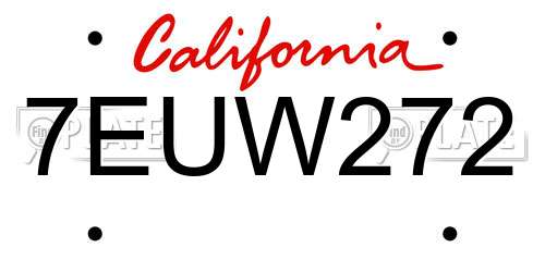 7EUW272 California License Plate