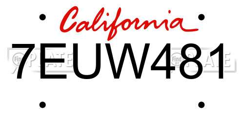 7EUW481 California License Plate