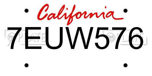 7EUW576 California License Plate