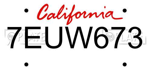 7EUW673 California License Plate