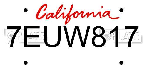 7EUW817 California License Plate