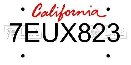 7EUX823 California License Plate