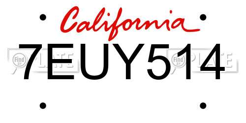 7EUY514 California License Plate
