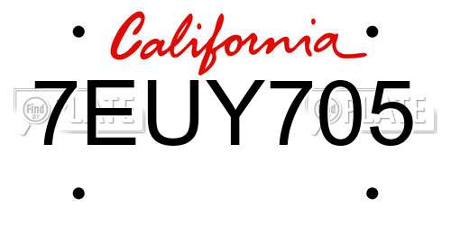 7EUY705 California License Plate