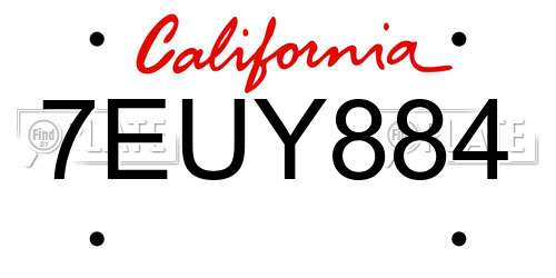 7EUY884 California License Plate