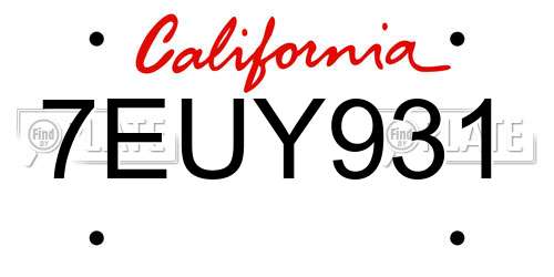 7EUY931 California License Plate