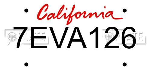 7EVA126 California License Plate