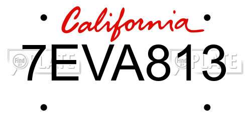 7EVA813 California License Plate
